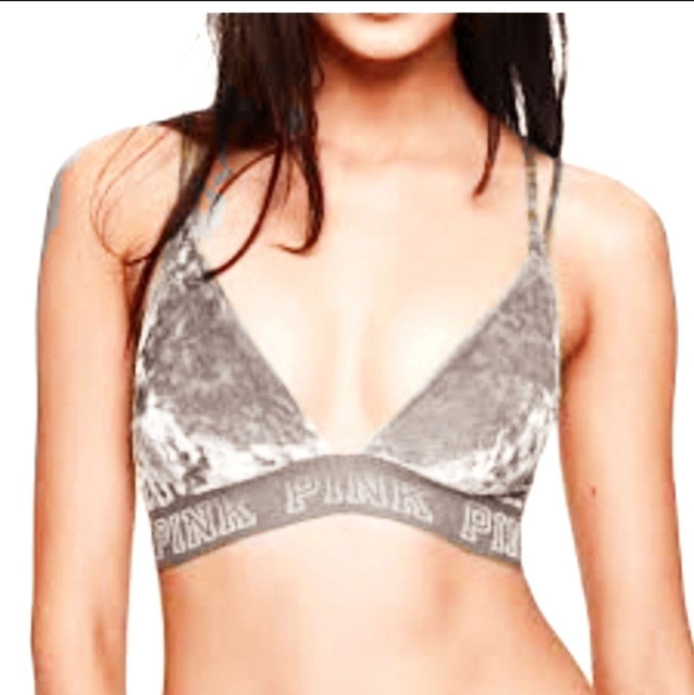 🎁 NWT Pink Victoria's Secret Velour Bralette in Cream
